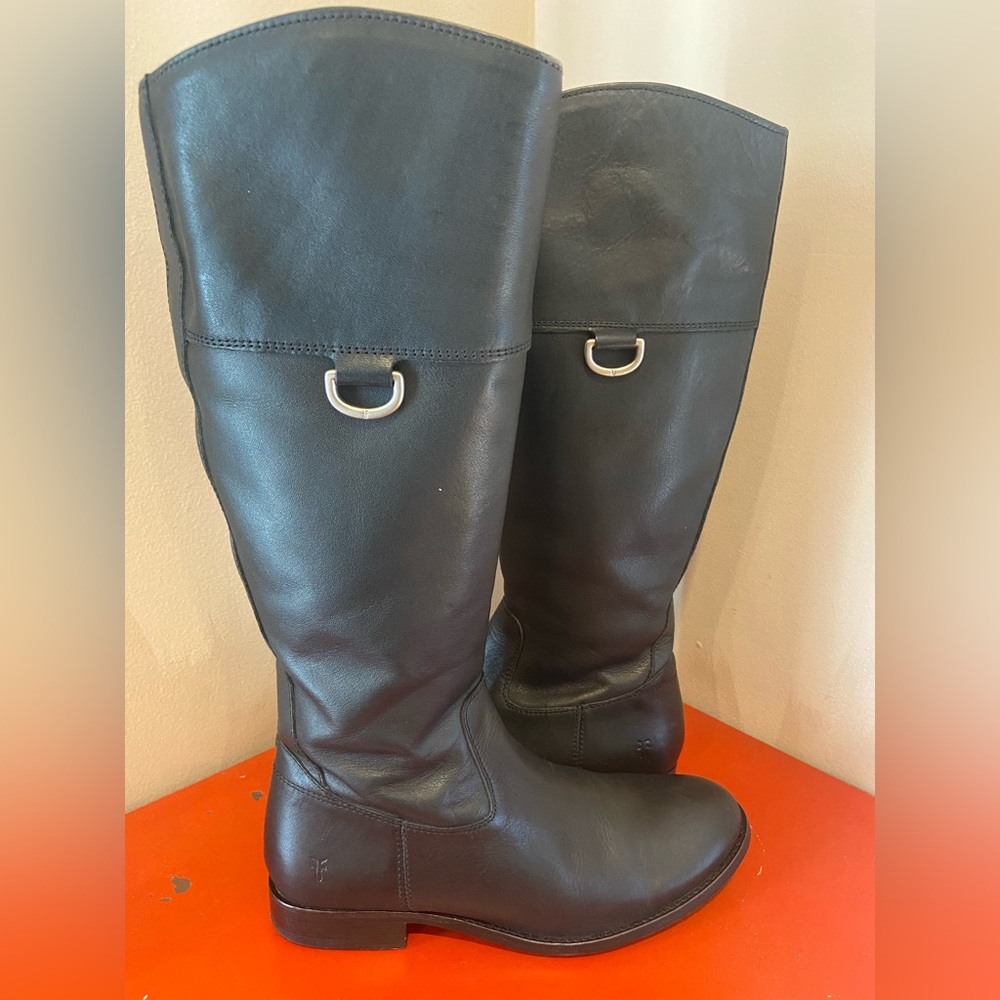 Frye Melissa D Ring tall riding black boots 7.5 / 3471975